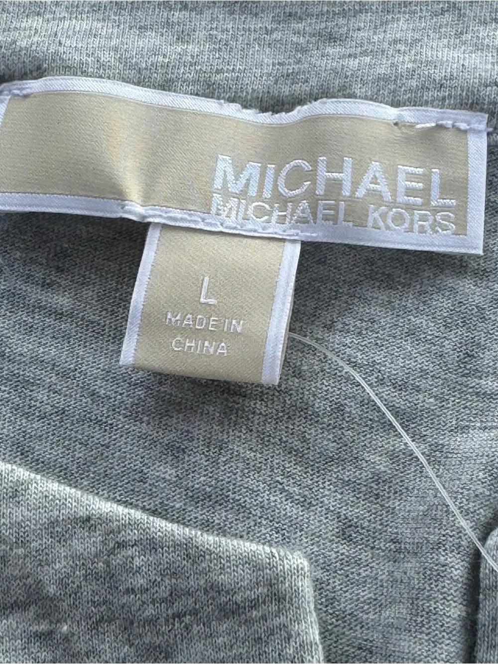 NWT Michael Kors Woman’s Grey Long Sleeve Lace Up Neck Flared Bell Sleeves Sz L